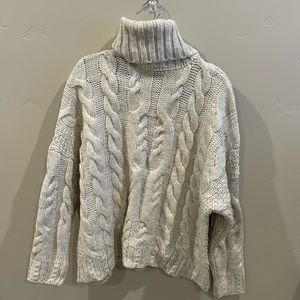 Cream cableknit turtleneck in size M/L.  Oversized and great with jeans. EUC
